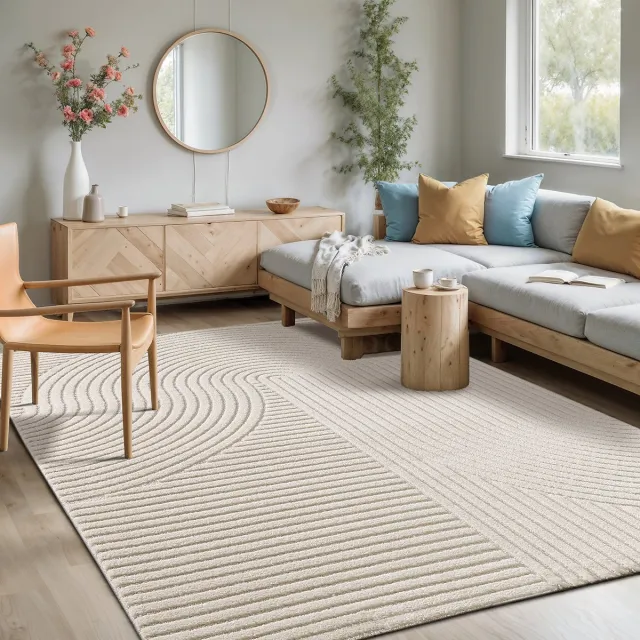 Mia´s Teppiche Mia's Teppiche Atlas – modern vloerkleed met 3D structuur & hoog-laag effect, zacht en stijlvol, crème, 160 x 230 cm