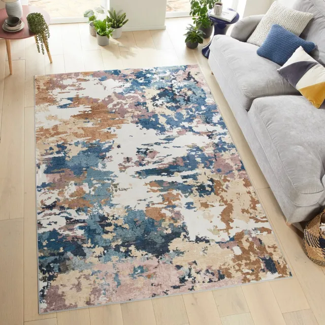 Concept Looms Liberty LIB110 Cobalt Vloerkleed - Veelkleurig - Rechthoekig - Polyester - Woonkamer, Eetkamer, Slaapkamer, Keuken - Abstract - Wasbaar, Modern