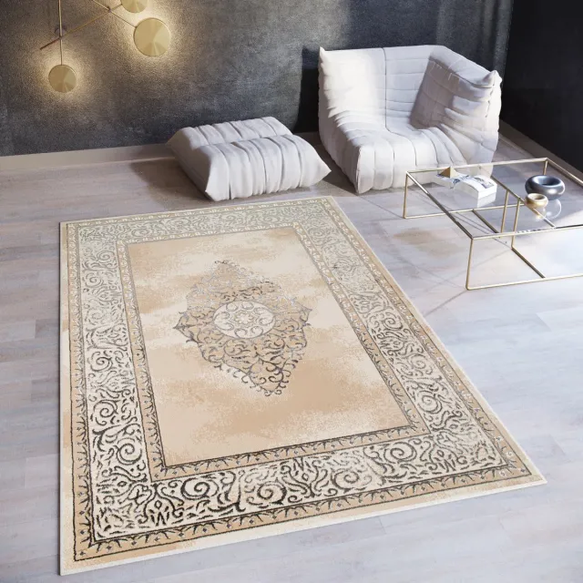 Tapiso Ares Vloerkleed Grijs Laagpolig Woonkamer Oriental Tapijt Maat- 80x150