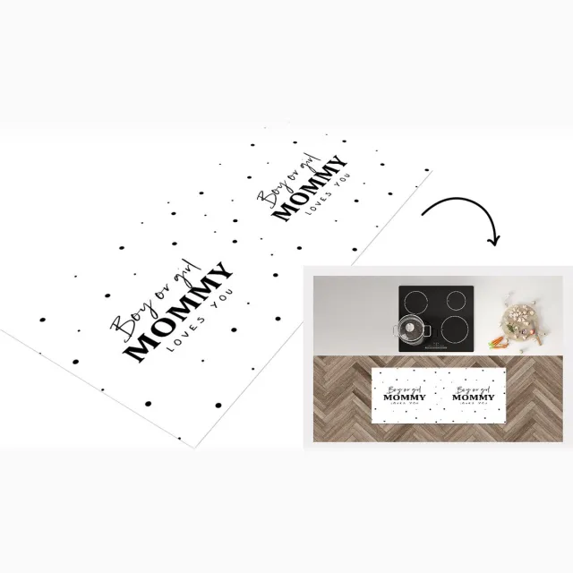 KitchenYeah Keukenloper - Loper keuken - Mama - Ouderschap - Baby - Boy or Girl Mommy loves you - Spreuken - Tekst - Keukenloper vinyl Multicolor