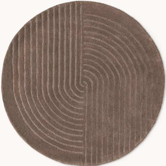 Westwing Collection Rond handgetuft wollen vloerkleed Mason Bruin