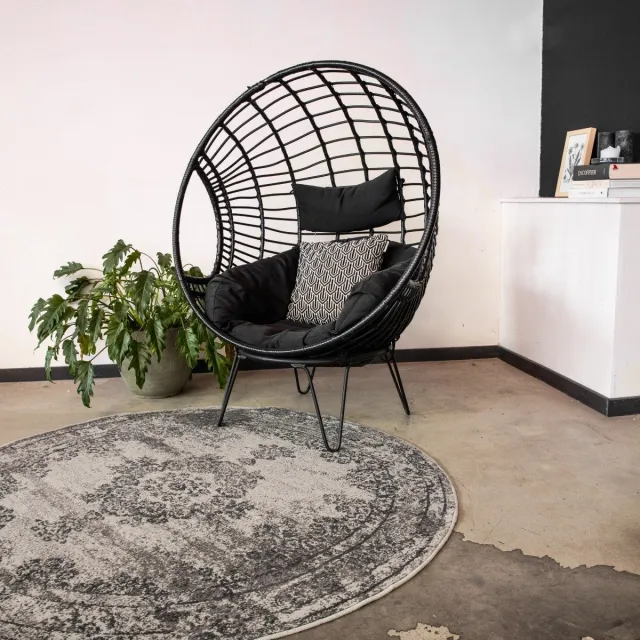 Eva Interior Rond vintage vloerkleed Bloom Grijs - Interieur05 - Rond 160 Ø - (M)