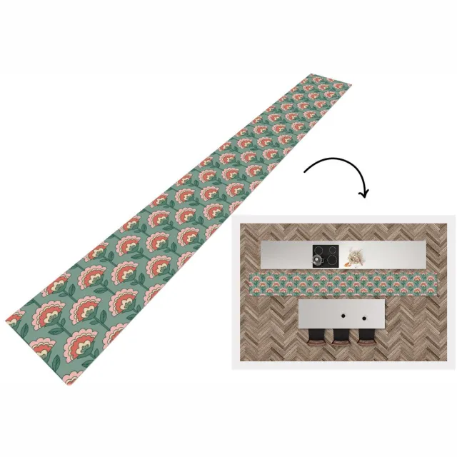 KitchenYeah Keukenloper 480x60 cm - Keukenmat vinyl Bloemen - Retro - Patronen - Keukenmatten loper - Keuken vloerkleed tapijt