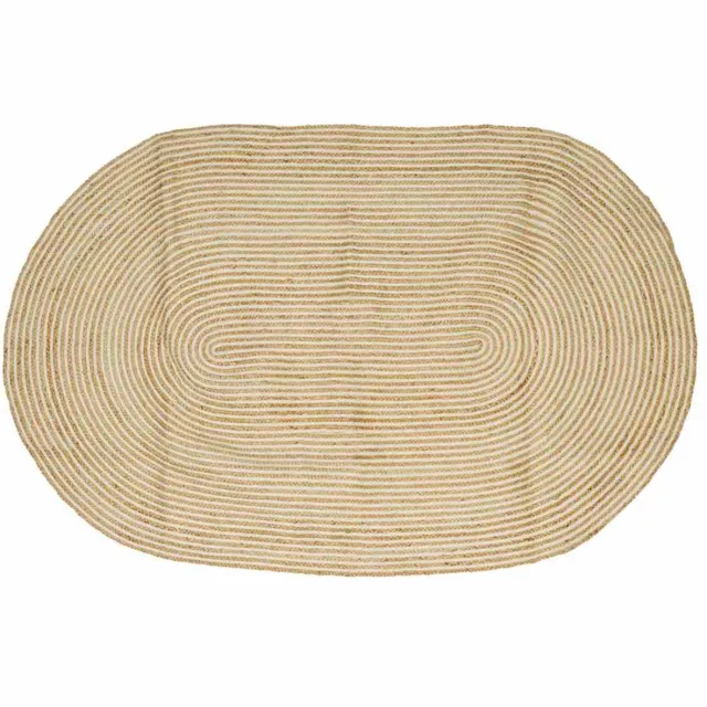 vidaXL Gebied - Tapijt - Natuurlijk - en - Wit - 152 - x - 245 - cm - Jute Natuurlijk en Wit