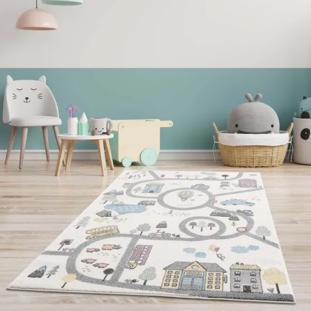 OmidCarpets.BE Blauw en Grijs Tapijt Laagpolig Vloerkleed Koho Beige Essence - 250x350cm- Modern - Woonkamer - Salon - Slaapkamer - Eetkamer