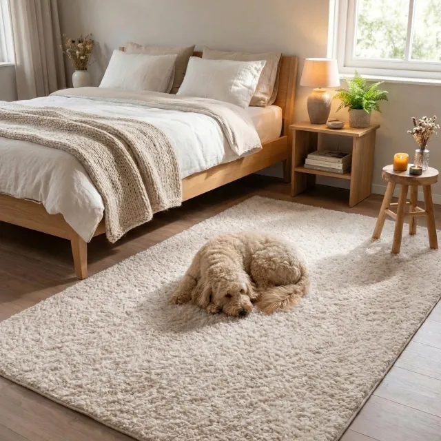 NATURL. Fluffy vloerkleed - Bobby Creme - 120x170cm Crème