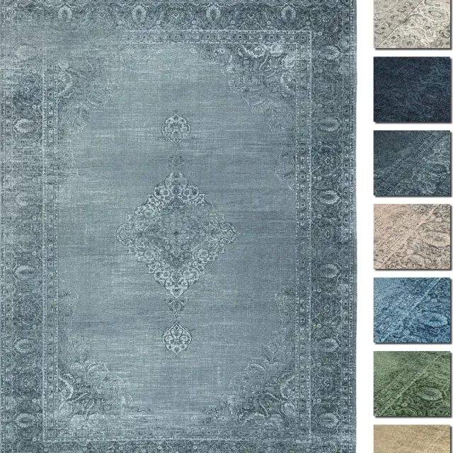 TESSO LIVING Kelim Vintage Vloerkleed - Zilver 155 X 225 cm - Premium Laagpolig Woonkamer Tapijt - Anti-Slip, Machinewasbaar & Super Zacht