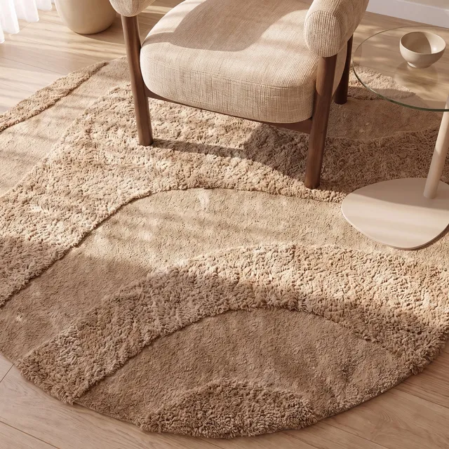LABEL51 Rima Vloerkleden - Creme - Polyester - 200x200 cm - Rond