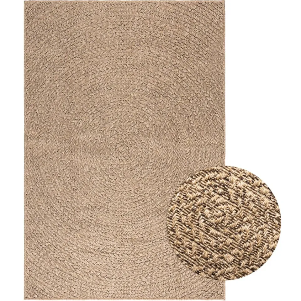 vidaXL Vloerkleed ZIZUR binnen en buiten 120x170 cm jute look bruin, foto 3