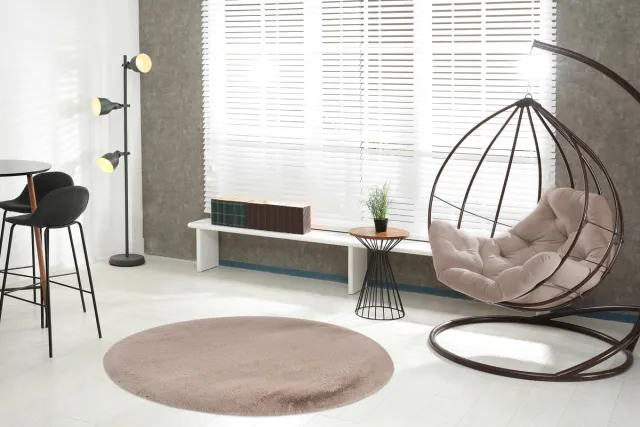 Feminine Lalee Heaven - Ronde Vloerkleed - Tapijt – Karpet - Hoogpolig - Superzacht -comfy Fluffy - rabbit fur- 200x200 cm Rond Taupe