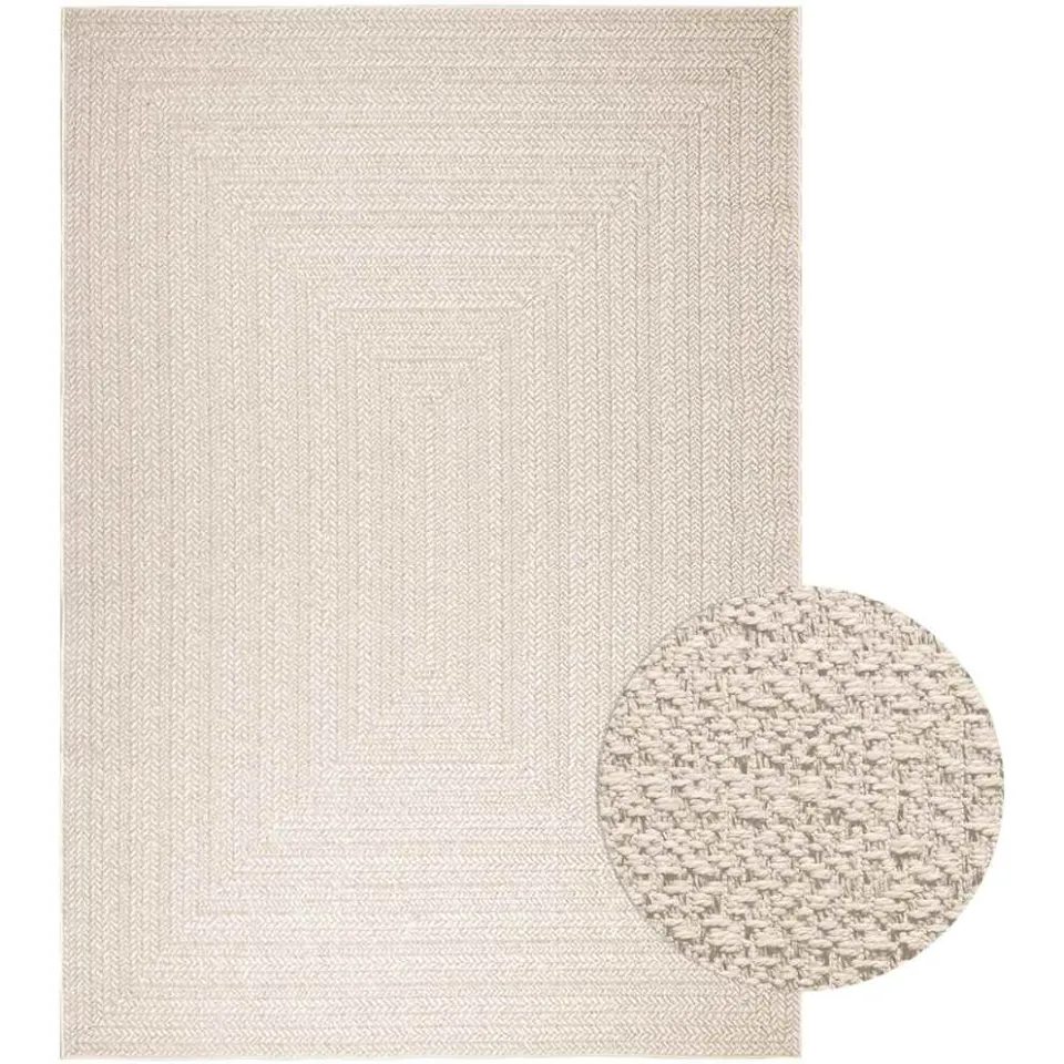 vidaXL Vloerkleed ZIZUR room binnen en buiten 200x290 cm jute look crème, foto 2