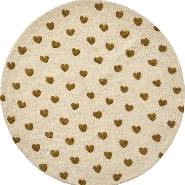 vertbaudet Kleed - kind - hartjesprint - antislip onderkant - 90 cm Beige Bedrukt