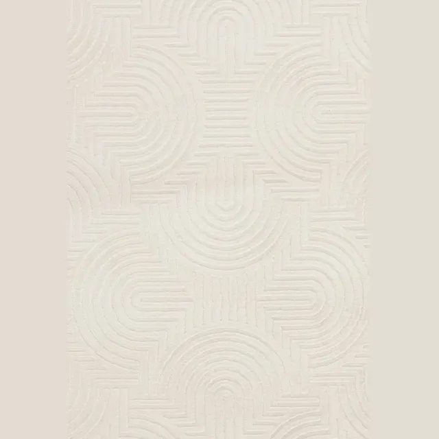 Padiro laagpolig vloerkleed met zachte uitstraling 80 x 150 cm - crème / offwhite - geometrisch Japandi ontwerp - voor binnen en buiten - van polyester en katoen