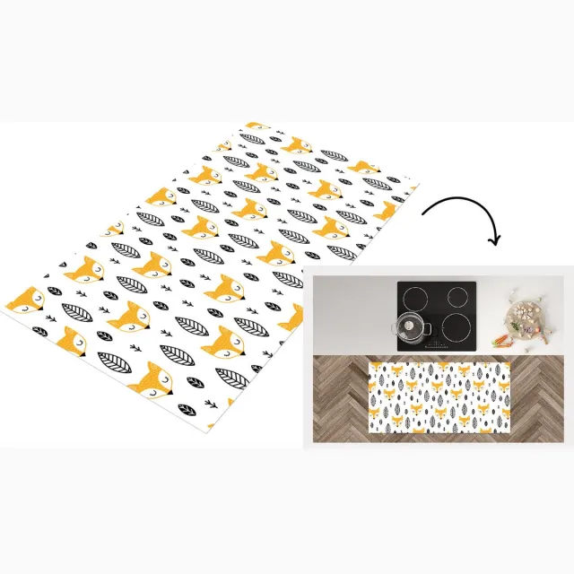 KitchenYeah Keukenloper - Loper keuken - Vos - Scandinavisch - Kinderen - Bladeren - Patronen - 120x60 cm - Keukenloper vinyl Multicolor