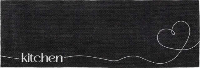 MD-Entree MD Entree - Keukenloper - Vloerkleed - Machinewasbaar - Cook & Wash - Love Kitchen - 50 x 150 cm Zwart