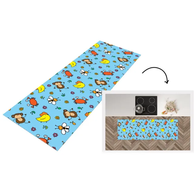 KitchenYeah Keukenloper - Loper keuken - Dieren - Bijen - Patronen - 150x50 cm - Keukenloper vinyl Multicolor