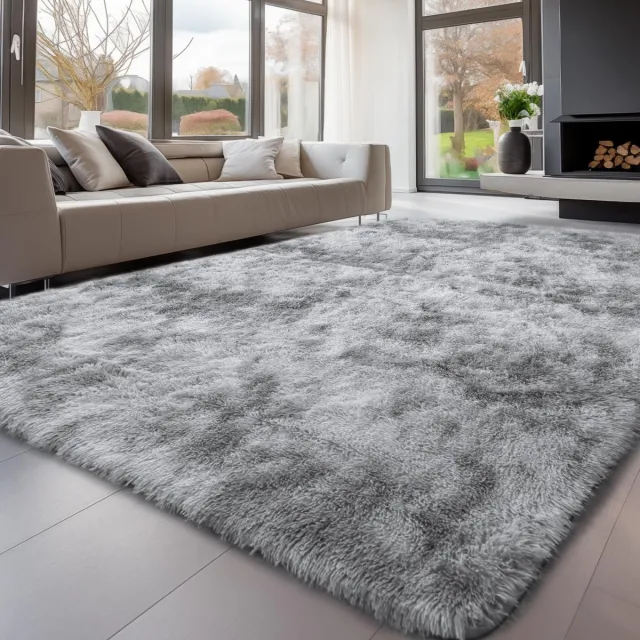 Ibenzoa Stijlvol En Comfortabel Hoogpolig Tapijt Voor Woonkamer En Slaapkamer, Antislip En Onderhoudsvriendelijk grijs