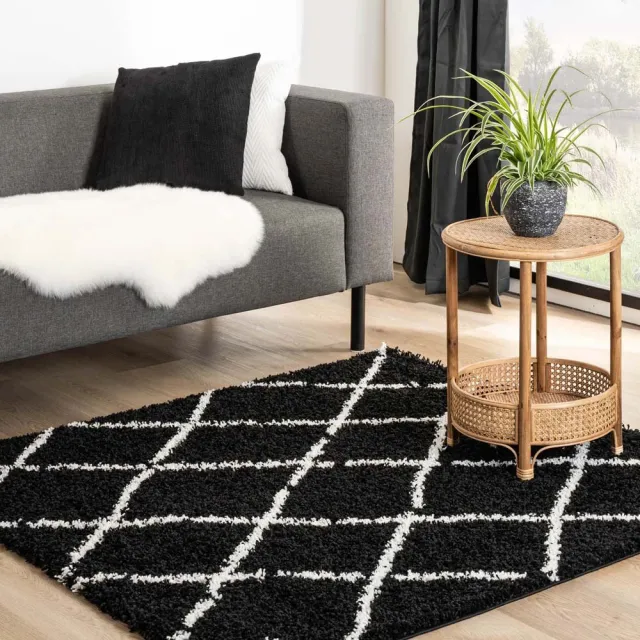 Boho&me Vierkant berber vloerkleed - Habitat zwart/wit 200x200