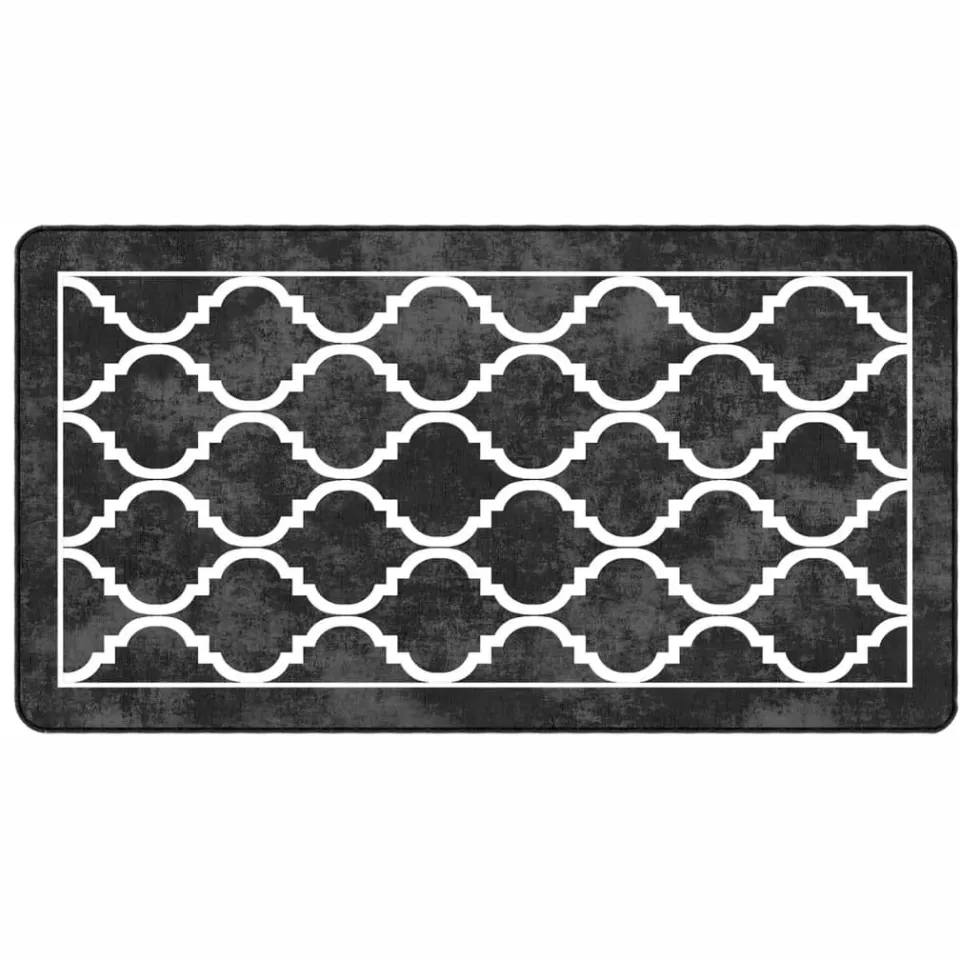 vidaXL Vloerkleed wasbaar 80x150 cm zwart en wit