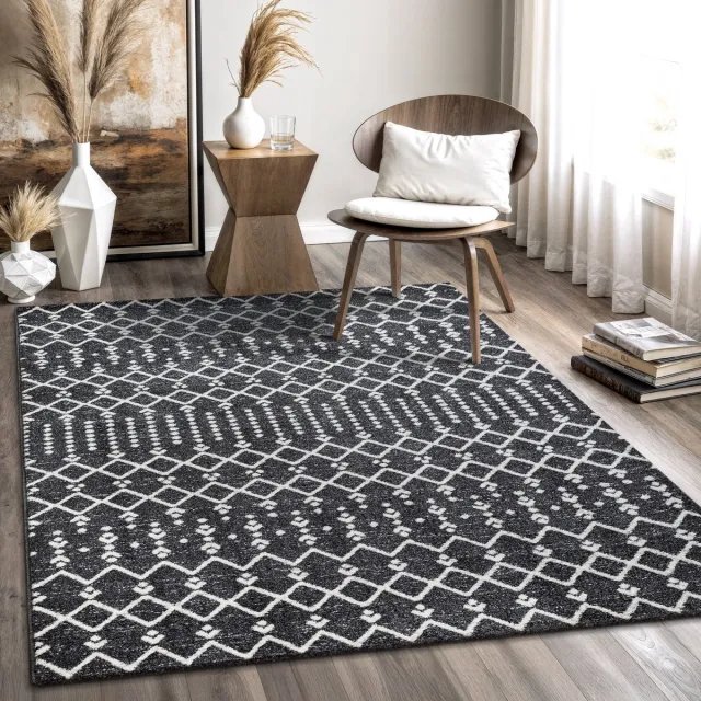Muratap Boho Antik Laagpolig Vloerkleed Zwart/Grijs- 80x150 CM