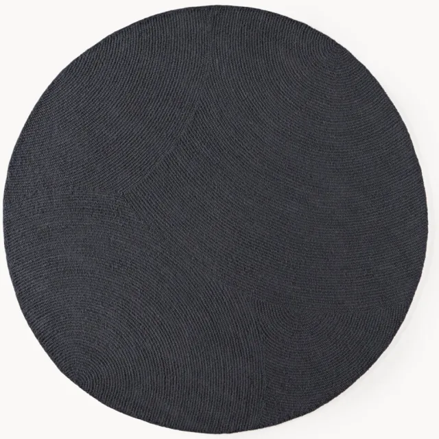 Westwing Collection Rond handgetuft wollen vloerkleed Eleni Antraciet