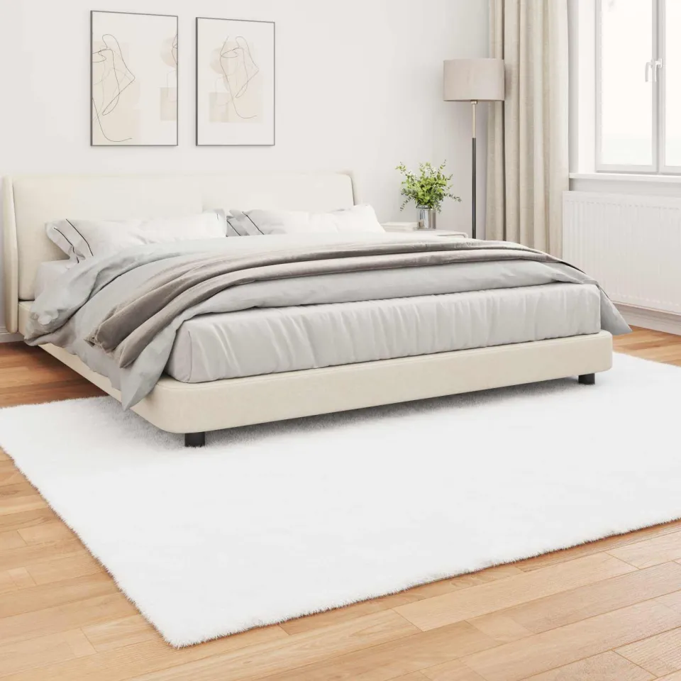 vidaXL Antislip vloerkleed van imitatie konijnenbont OLITE Wit, foto 3