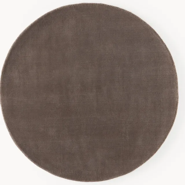Westwing Collection Rond wollen vloerkleed Zayne, handgeweven Taupe