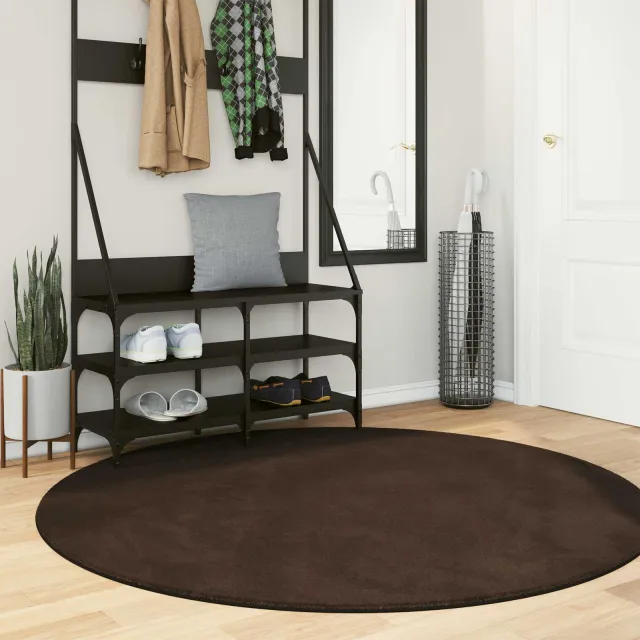 vidaXL Medium pile zachte en wasbare tapijt HUARTE Bruin Ø 160 CM, foto 2