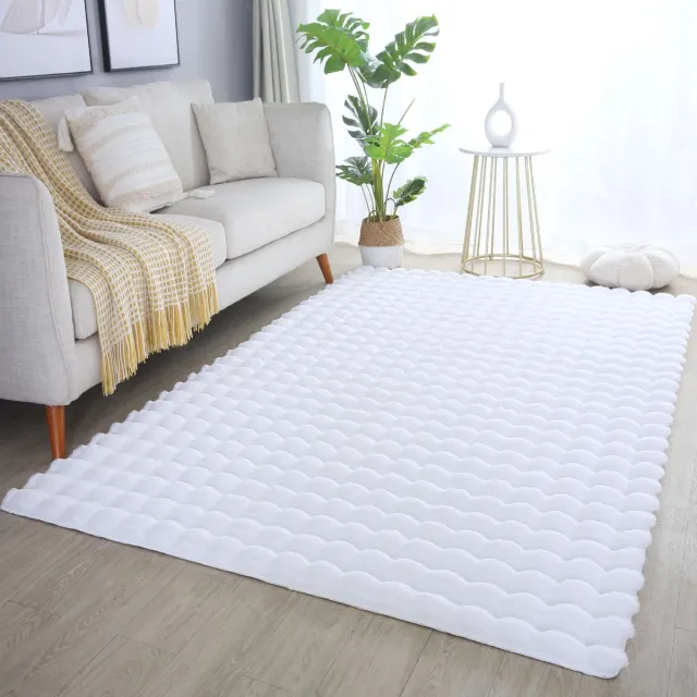 flycarpets Felicia Hoogpolig Fluffy 3D Design Vloerkleed - Wit - 160x230 cm