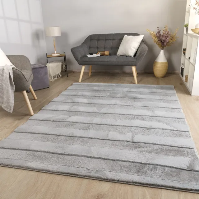 TT Home Woonkamertapijt eetkamer lange pool strepen design boho scandi look effen 60 x 100 cm Rechthoek 60 x 100 cm Rechthoek grijs