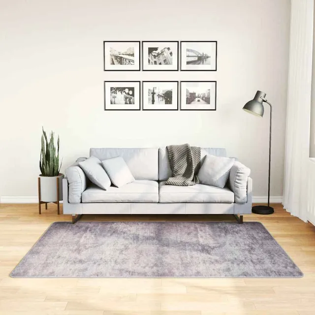 vidaXL Vloerkleed wasbaar 120x180 cm grijs, foto 2