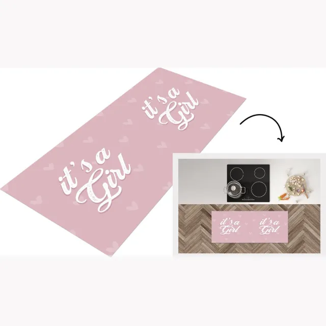 KitchenYeah Keukenloper - Loper keuken - Zwanger - Meisje - Mama - Gender reveal - Geboorte meisje - Spreuken - Keukenloper vinyl Multicolor