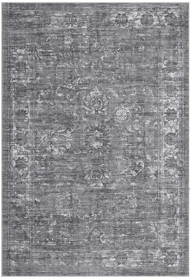 ITRONIQ Vloerkleed 240 x 340 cm – Vintage Wasbaar Vloerkleed – Antislip en Vlekbestendig – Laagpolig – Woonkamer – Grijs