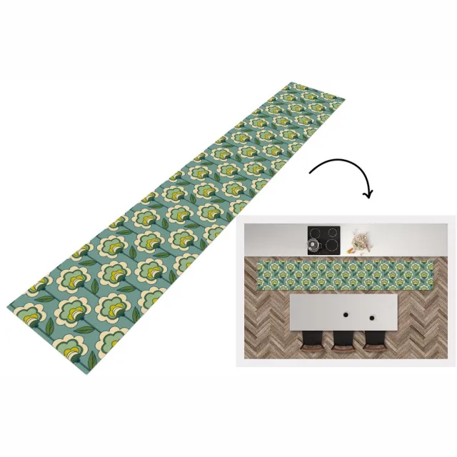 KitchenYeah Keukenloper 300x50 cm - Keukenmat vinyl Retro - Design - Jaren 70 - Bloem - Keukenmatten loper - Keuken vloerkleed tapijt