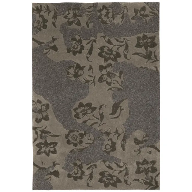 Padiro stijlvol laagpolig vloerkleed 140 x 200 cm - donkerbeige - botanisch bloemenpatroon - voor vloerverwarming - van modacryl, polyester en katoen