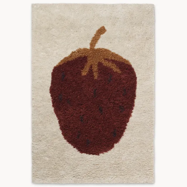 Ferm Living Handgetuft wollen vloerkleed Fruiticana Kleurrijk, Rood