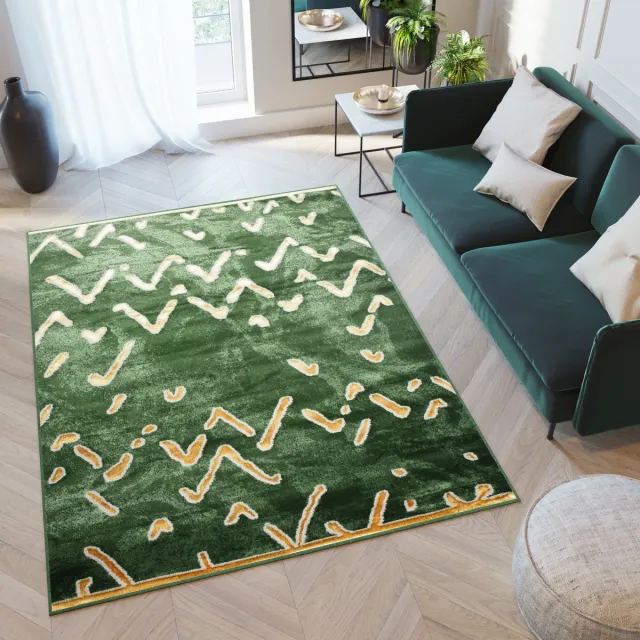 Tapiso Turmalin Vloerkleed Groen Laagpolig Modern Zacht Tapijt Maat- 80x150 Donkergroen 1 2