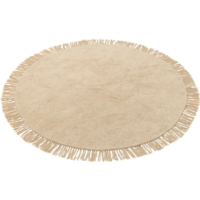 J-Line tapijt Rond + Franjes - katoen - beige
