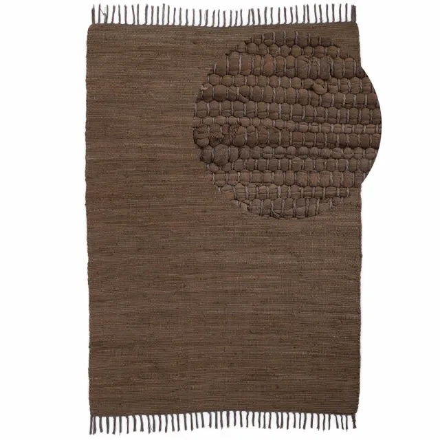 Ibenzoa Stijlvol Handgeweven Katoenen Vloerkleed in Boho-Design met Franjes voor Woonkamer en Slaapkamer bruin
