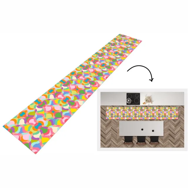 KitchenYeah Keukenloper - Keukenmat vinyl Design - Abstract - Kleuren - Retro - Keukenmatten loper - Keuken vloerkleed tapijt, foto 5