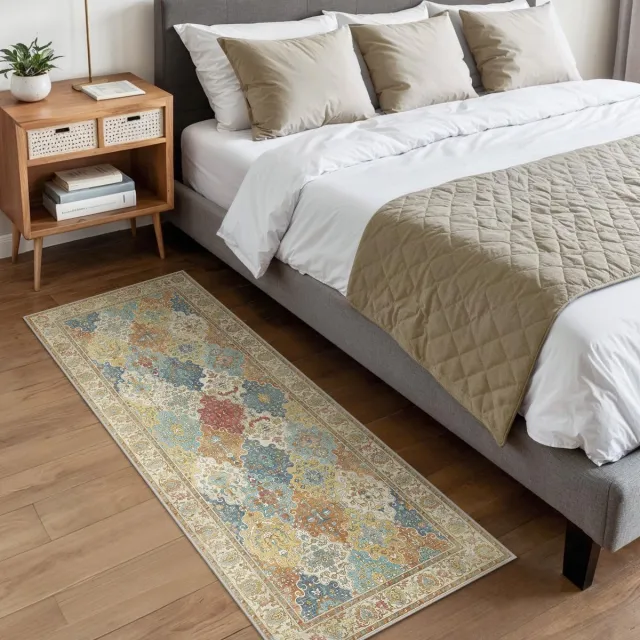 BEIMO Vloerloper - Wasbaar Antislip Vintage Boho Stijl - Voor Hal, Entree en Intensief Gebruik - 60x150 cm Veelkleurig