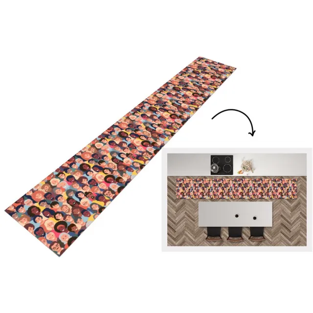 KitchenYeah Keukenloper - Loper keuken - Diversiteit - Patronen - Gezicht - Keukenloper vinyl Multicolor