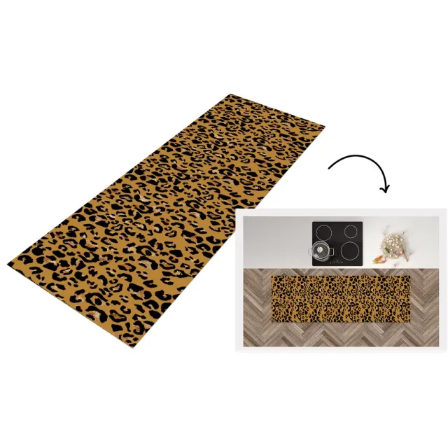 KitchenYeah Keukenloper - Loper keuken - Panterprint - Luxe - Patronen - 150x50 cm - Keukenloper vinyl Multicolor