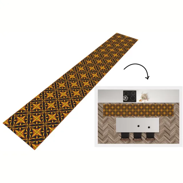 KitchenYeah Keukenloper - Keukenmat - Patronen - Kerst - Goud - Keuken vloerkleed Multicolor