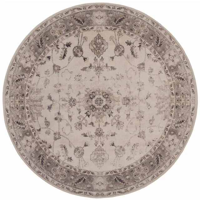 Dutch XXL Rond Vintage Vloerkleed | Tapijt | Inka | Bloemen | Beige