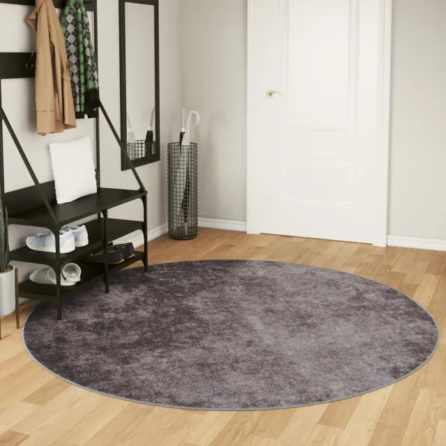 vidaXL Vloerkleed wasbaar Ø 200 cm grijs, foto 2