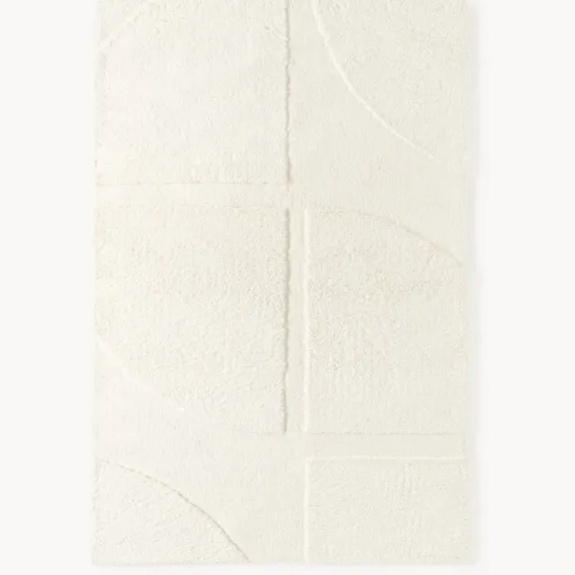 Westwing Collection Pluizig hoog-laag vloerkleed Jade Wit