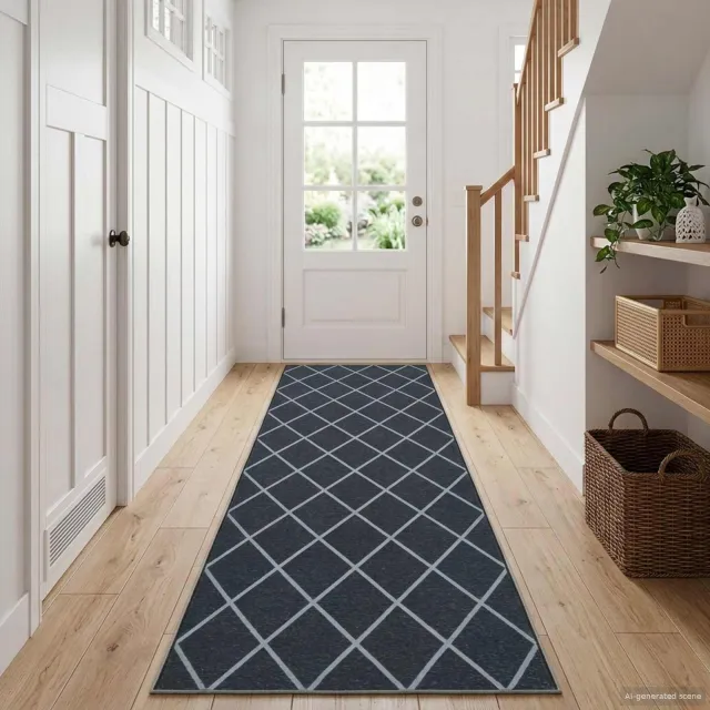 vidaXL Vloerkleedloper ORIZ 1150 gsm Zwart gaaspatroon, foto 2