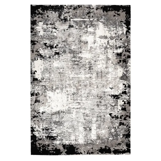 Padiro design laagpolig vloerkleed 120 x 170 cm - donkergrijs - modern abstract ontwerp - van polyester