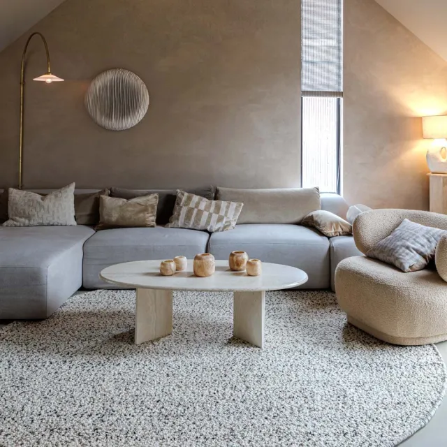 Nordic Weavers Rond wollen vloerkleed - Bergull ivoor/zwart 160 Wit